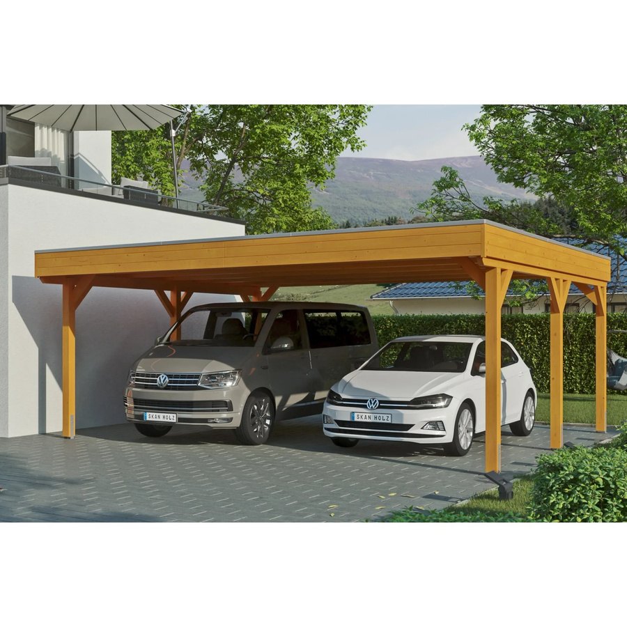 Skan Holz Carport Grunewald aus Fichte mit Aluminiumdach in Beige, B: 622 cm, T: 554 cm, H: 255 cm - Bild 2