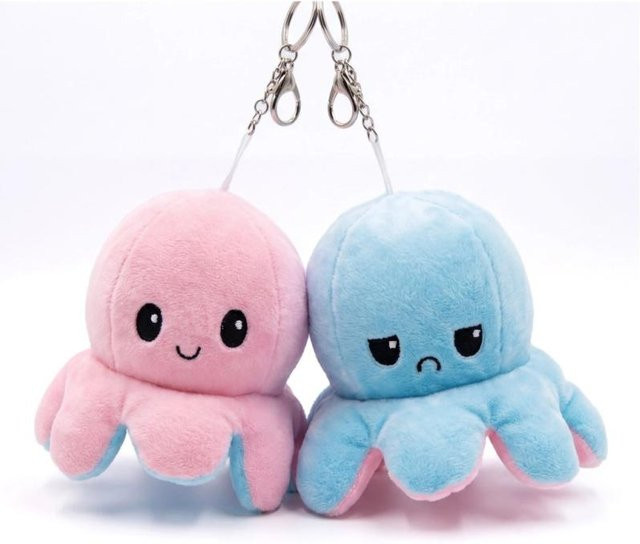 Binchi Fitness Schlüsselanhänger Oktopus Plüschtier, 20cm, Unisex, weiß - Bild 1