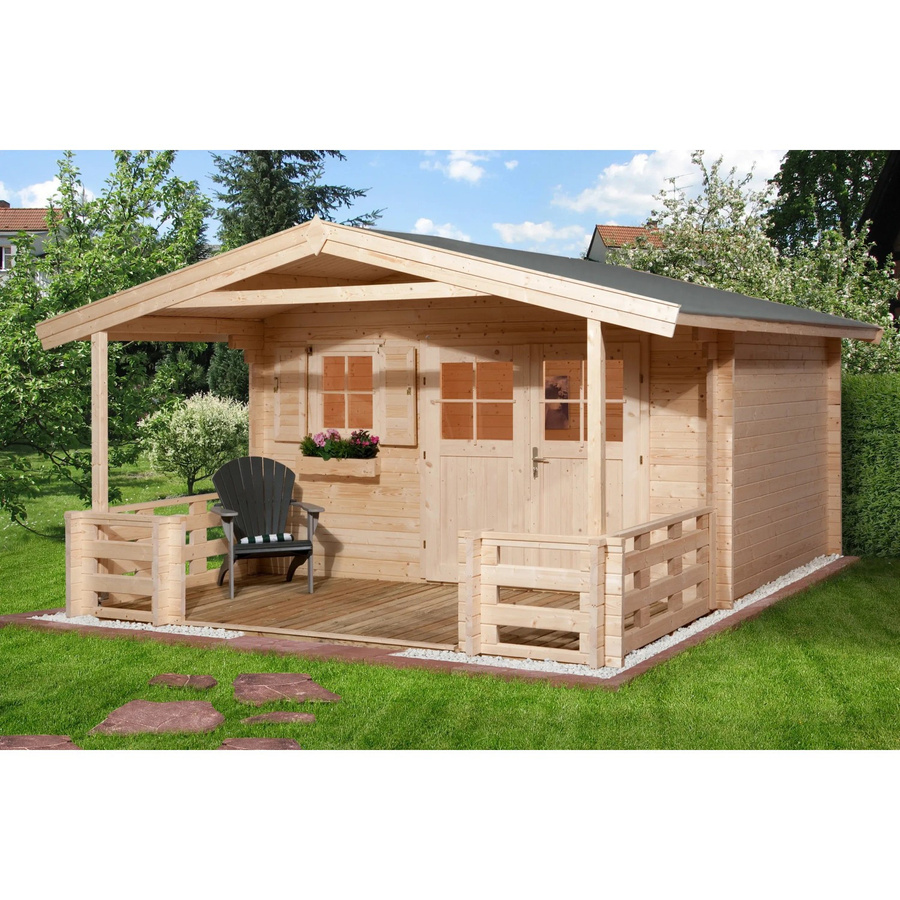 WEKA Gartenhaus 136 B Gr.2 in Beige mit Satteldach und Blockbohlenbauweise, B/H/T: 460 x 262 x 590 cm - Bild 2