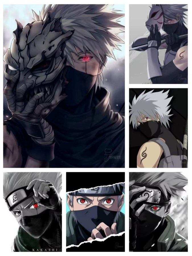 Kayou Naruto Kakashi DIY Diamantmalerei Kit mit Rundsteinen als Mosaik-Kreuzstich Stickerei in Mehrfarbig für Kinder und Anime-Fans - Bild 3
