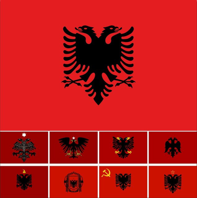 Albanische Nationalflagge mit Doppeladler von ziqiang, rot-schwarz, B: 150 cm, H: 90 cm - Bild 1