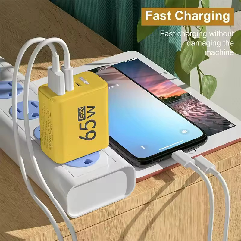 GaN USB Typ C PD 3.0 Schnellladegerät Quick Charge Wandladegerät in Gelb für iPhone 15, Xiaomi, Huawei, Samsung und OnePlus - Bild 1
