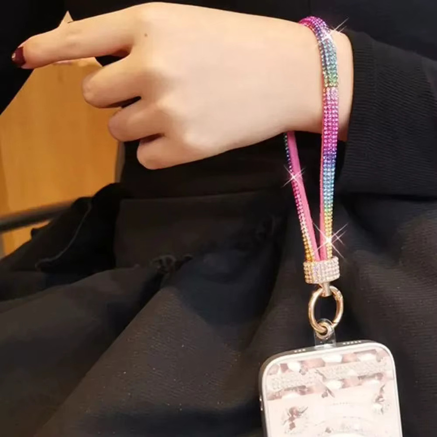 WSSHE Handy-Lanyard Handgelenkkette mit luxuriösen Strasssteinen in Multicolour für Xiaomi und iPhone - Bild 1