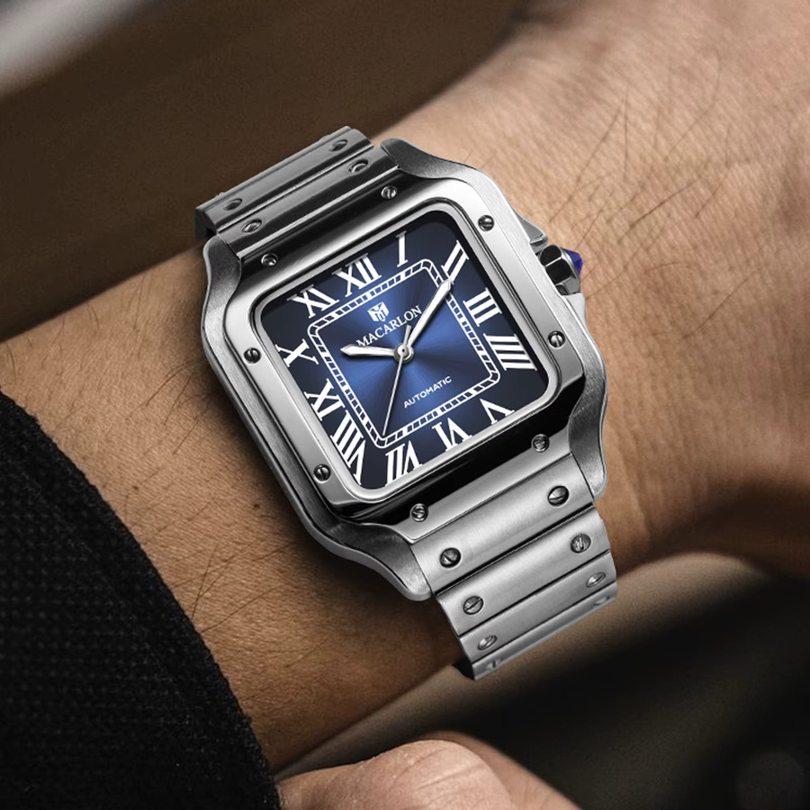 MACARLON Automatikuhr, Edelstahl, Saphirglas, 38 mm, Herren - Bild 4