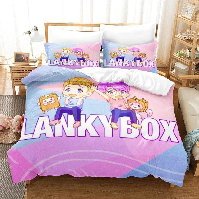 Lankybox Foxy Boxy Bettwäsche-Set für Kinder mit Cartoon-Motiv, beige/mehrfarbig, Material Mikrofaser, B/H: 135 x 200 cm - Bild 1