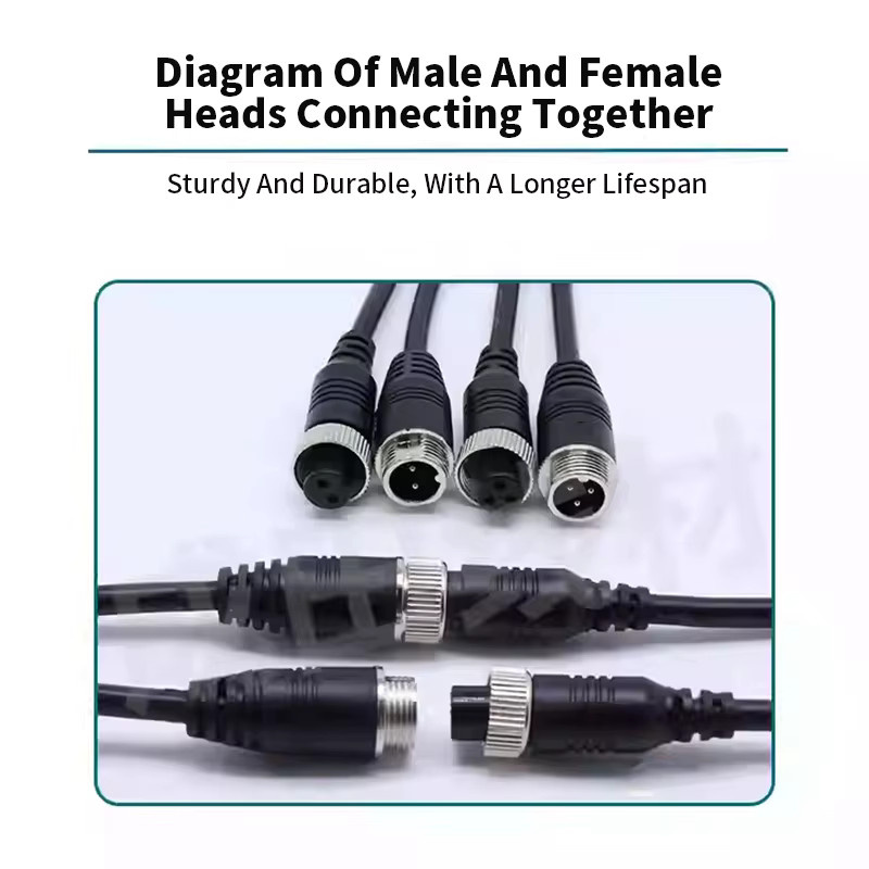 DIVEDEER GX12 Luftfahrtstecker Verlängerungskabel als Stecker-zu-Buchse Verbindungskabel für Sensoranschlüsse in Schwarz - Bild 2