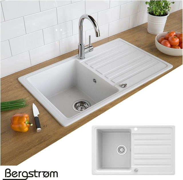 Bergström Küchenspüle aus Granitkomposit als Einbauspüle in Weiß, reversibel - Bild 1