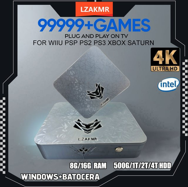 LZAKMR AK1 Pro Dual-System-Upgrade mit Windows 11, 2TB Speicher, 8G RAM in Silber für Nintendo Switch und Xbox - Bild 1