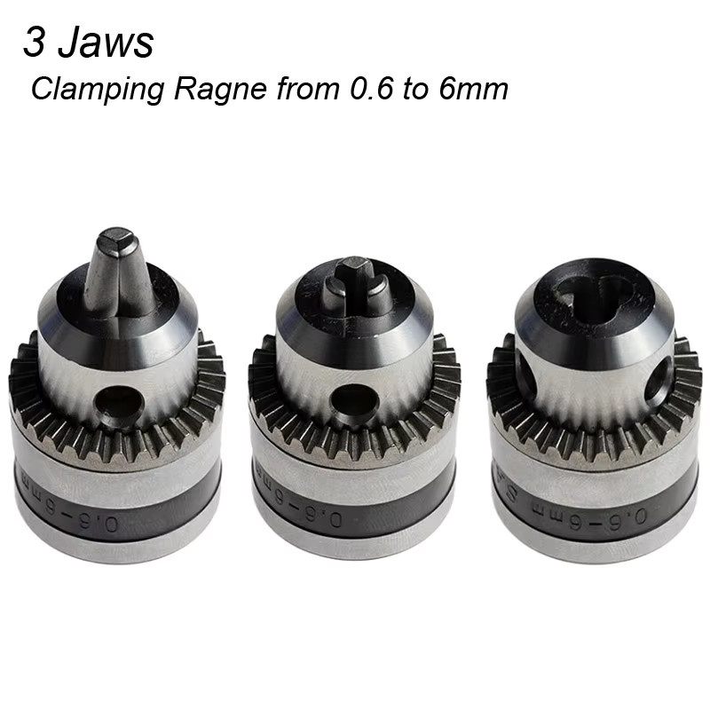 Mini-Elektrobohrfutter B10 0,6-6mm mit Kegelanschluss in Silber inklusive Adapter und Schraubenschlüssel für Elektrowerkzeuge - Bild 2