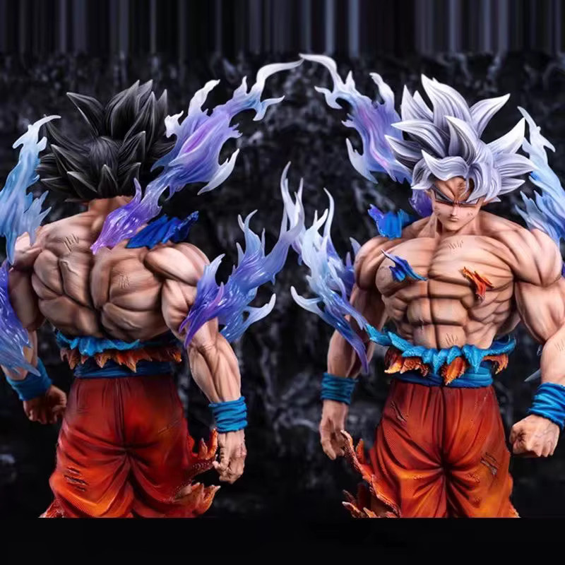 Bandai Dragon Ball Ultra Instinct Goku, PVC-Figur, 42 cm, austauschbare Doppelkopf-Statue - Bild 3