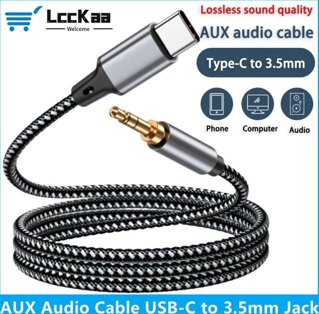 LccKaa USB Typ C auf 3,5 mm Aux-Audiokabel in Schwarz für Headsets, Lautsprecher und Kopfhörer - Bild 1