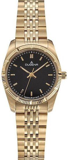 Dugena Damenuhr, Quarz, Edelstahl, Gold, Schwarz, Diamantbesetzt - Bild 1