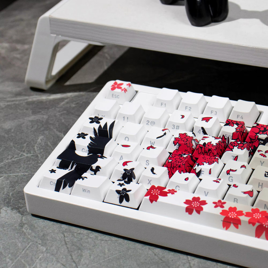 Venit Keys Raven Sakura Tastenkappen in Grau, 132 Stück, Cherry Profile PBT mit Side Shine Through für mechanische MX-Tastaturen - Bild 4
