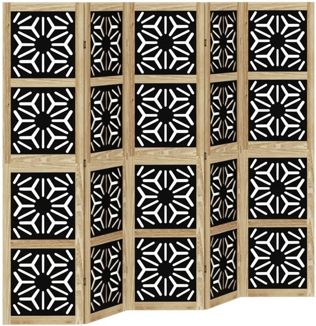 vidaXL Raumteiler 5-teilig aus Paulownia-Massivholz in Braun und Schwarz mit geometrischem Design - Bild 1