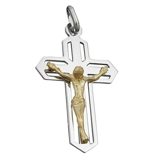 Colfem Anhänger Kreuz Jesus, bicolor, 925 Silber, Unisex - Bild 1
