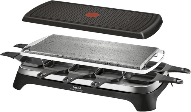 Tefal 3-in-1-Raclette-Grill RE45A8 in Schwarz mit Natural Stone Grillplatte und Edelstahl-Elementen - Bild 1