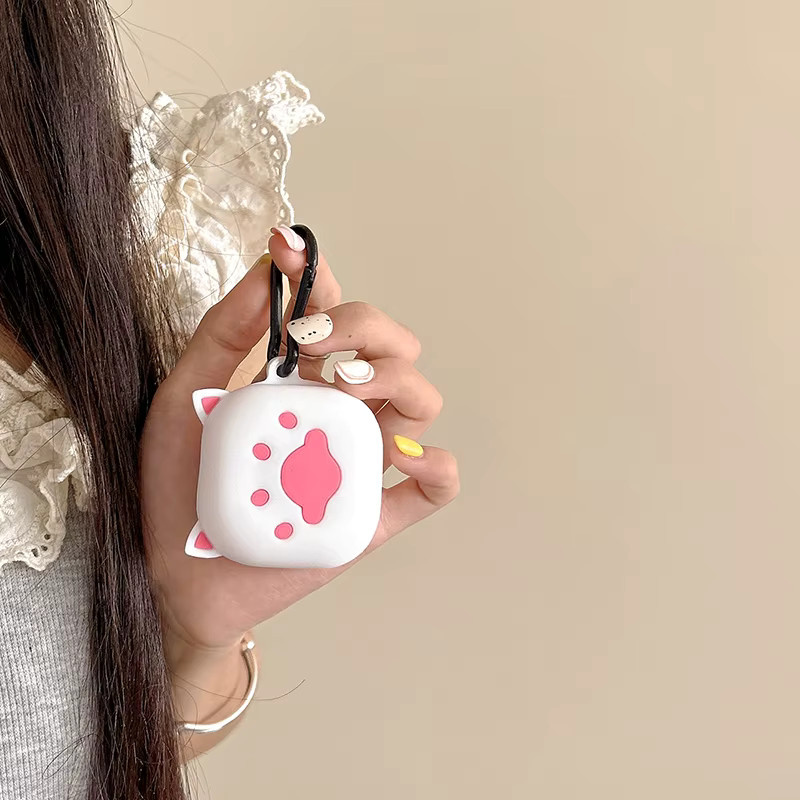 3D Katzenpfoten Silikon-Ohrhörerhülle für Samsung Galaxy Buds 2 Pro, Live Buds FE und Buds 2 Pro Case mit Haken - Bild 3