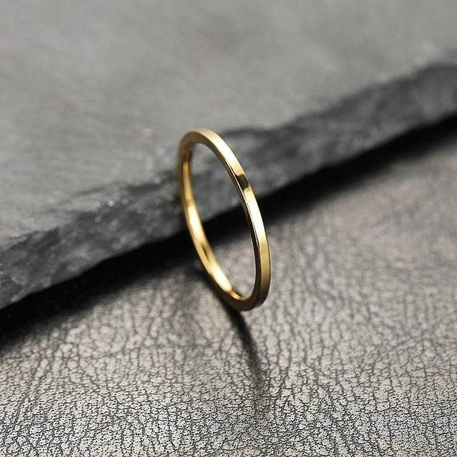 Ring Edelstahl, Gold, 2 mm, Unisex - Bild 1