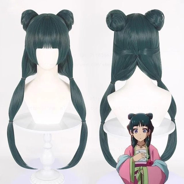 Maomao Cosplay Perücke, Synthetisch, Grüne Haare, One Size - Bild 1