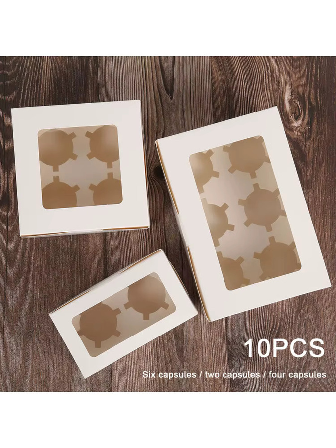10 Stück weiße Gebäckboxen aus Papier für Kuchen, Muffins und Cupcakes - Bild 4