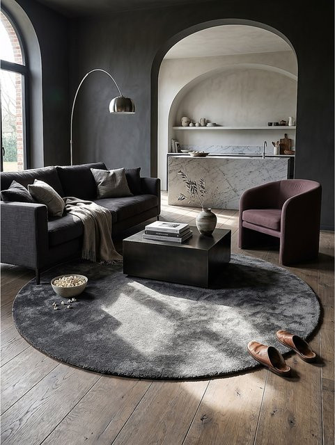 Hochflor Teppich Kadima Design von ALDAN in Anthrazit, B/T: 200 x 200 cm - Bild 1