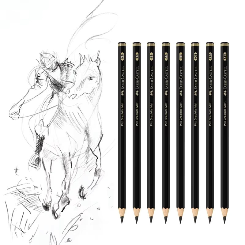 Faber-Castell Skizzenstift-Set mit verschiedenen Graphit-Minen HB bis 14B in Schwarz für Kunst und Schule - Bild 4