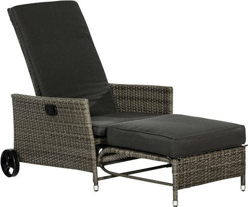 Merxx Gartenliege aus Stahl mit Auflage in Grau, B/T/H: 175 x 68 x 105 cm - Bild 2