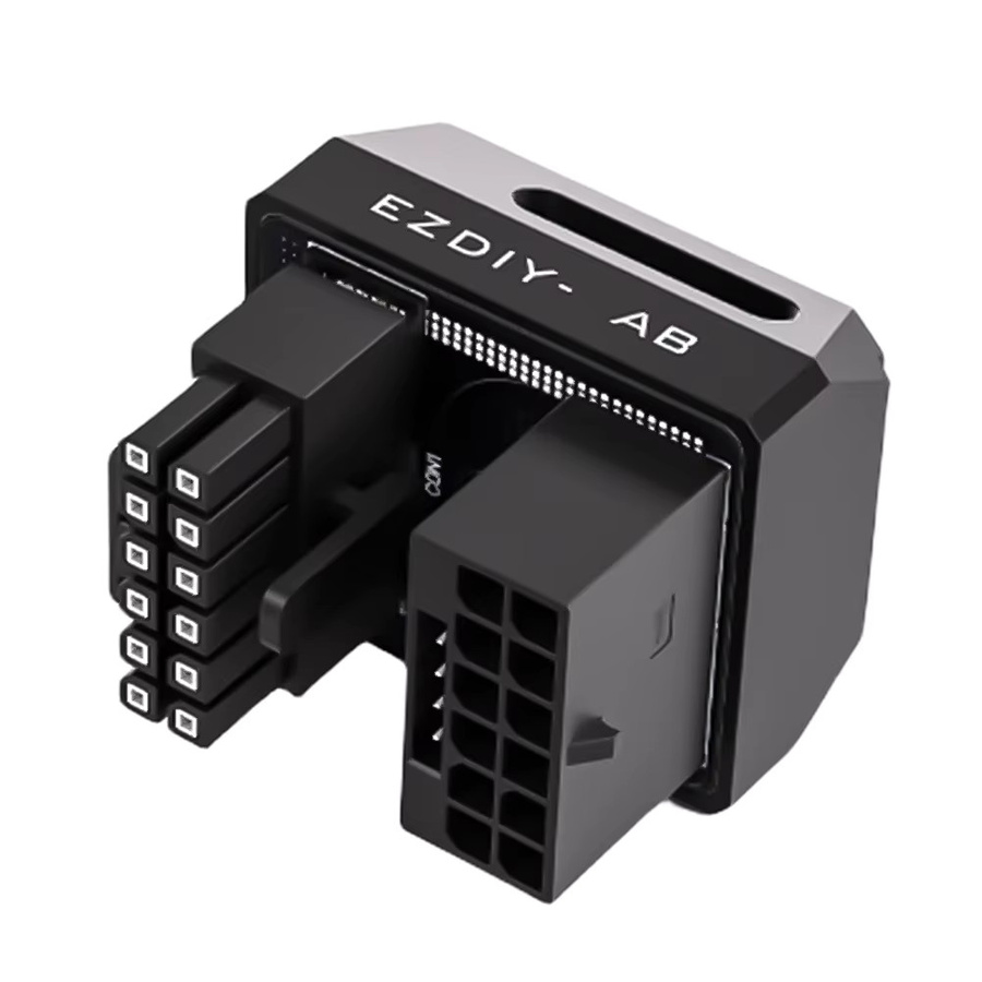 Abgewinkelter 12VHPWR Adapter 16-polig für GPU Stromversorgung in Weiß für RTX 3090ti und 4070ti - Bild 2