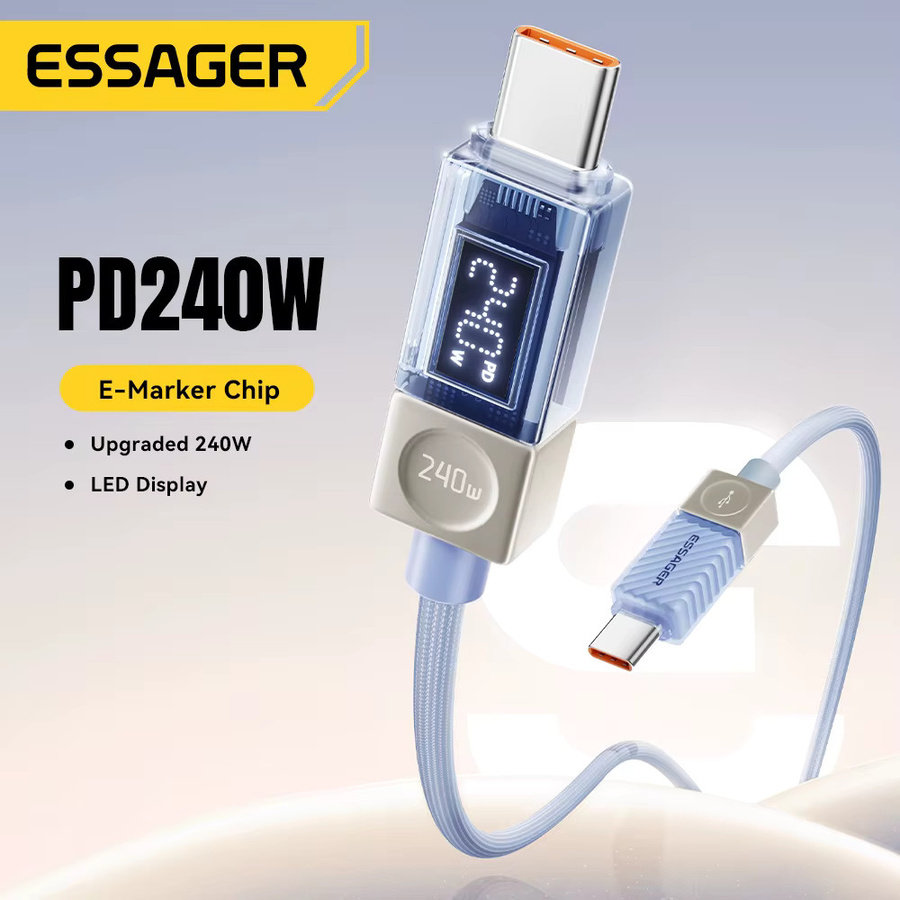 Essager 240W Typ-C-Schnellladekabel in Blau für iPhone, Macbook, iPad, Xiaomi und Samsung - Bild 2