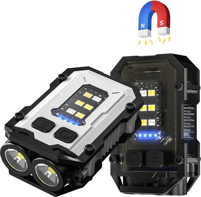 JIASHUAIXIN Mini EDC Schlüsselbund Taschenlampe, USB wiederaufladbare LED Arbeitslampe mit Magnet und wasserdichtem Gehäuse, Schwarz - Bild 1
