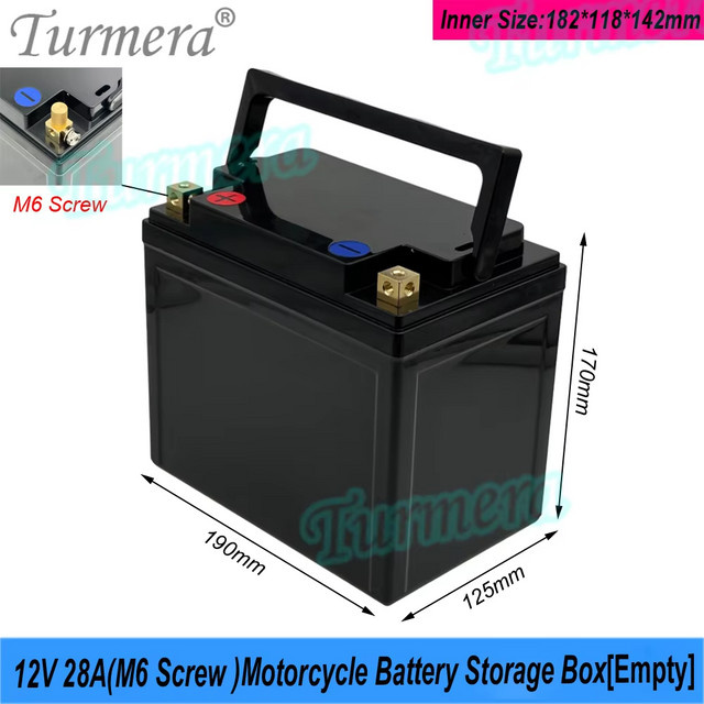Turmera 12 V Motorrad-Batterie-Aufbewahrungsbox in Schwarz für 18650 32700 33140 Batterien als Blei-Säure-Ersatz - Bild 1