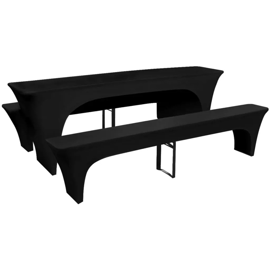 vidaXL 3er Set Stretch-Schonbezüge für Biertisch und Bänke, Schwarz, B/T/H: 220 x 70 x 80 cm - Bild 2