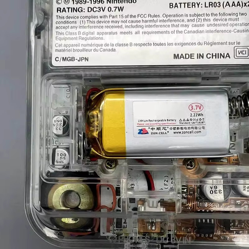 ZCGM Wiederaufladbares Batterieset für GAMEBOY POCKET mit 500 mAh Lademodul, Multicolor, unterstützt Originalgehäuse - Bild 3