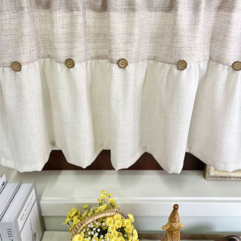 Beige halbtransparenter Leinen-Vorhang im Vintage-Design für Küche, Wohnzimmer oder Büro, Breite: 100 cm, Höhe: 50 cm - Bild 6