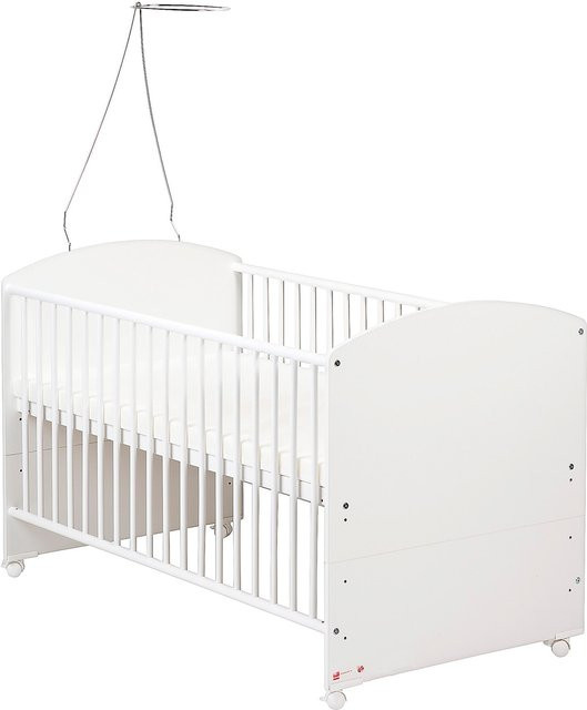 Schardt Babybett Banjo mit Ausstattung und Himmelsstange in Weiß/Pink, B/T/H: 70 x 140 cm - Bild 1