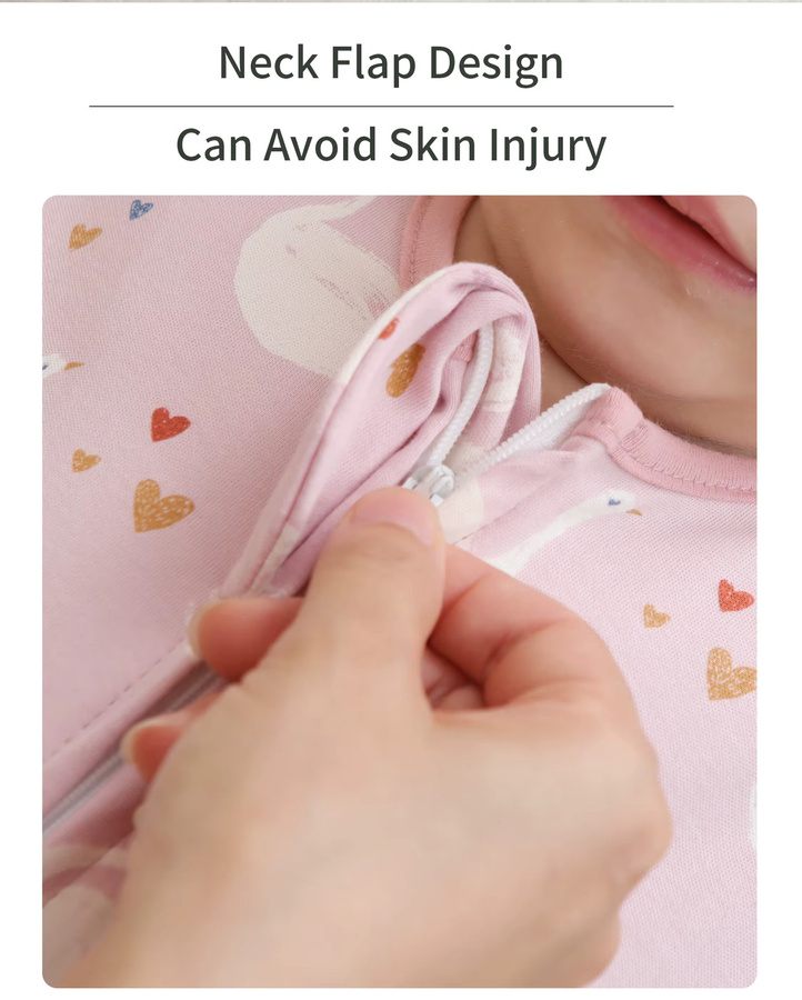 Ärmelloser Baby Schlafsack aus Baumwolle in Pink mit Zwei-Wege-Reißverschluss für Neugeborene und Kleinkinder - Bild 2