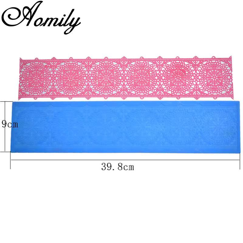 Aomily Silikonform Geometrie Spitze für Tortendekoration und Fondant in Blau, rechteckig - Bild 2