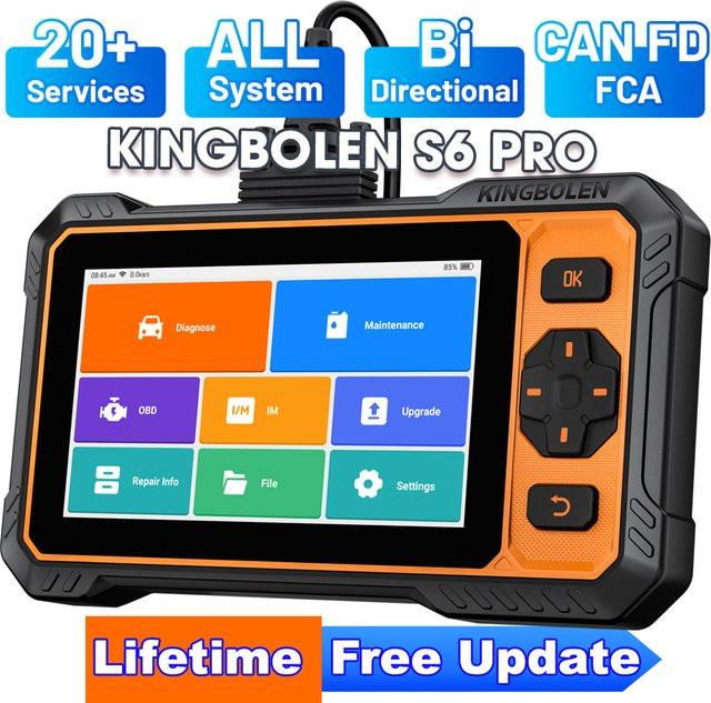 Kingbolen S6 Pro OBD2 Scanner Diagnosegerät mit Vollsystem und 20 Restfunktionen in Schwarz - Bild 1
