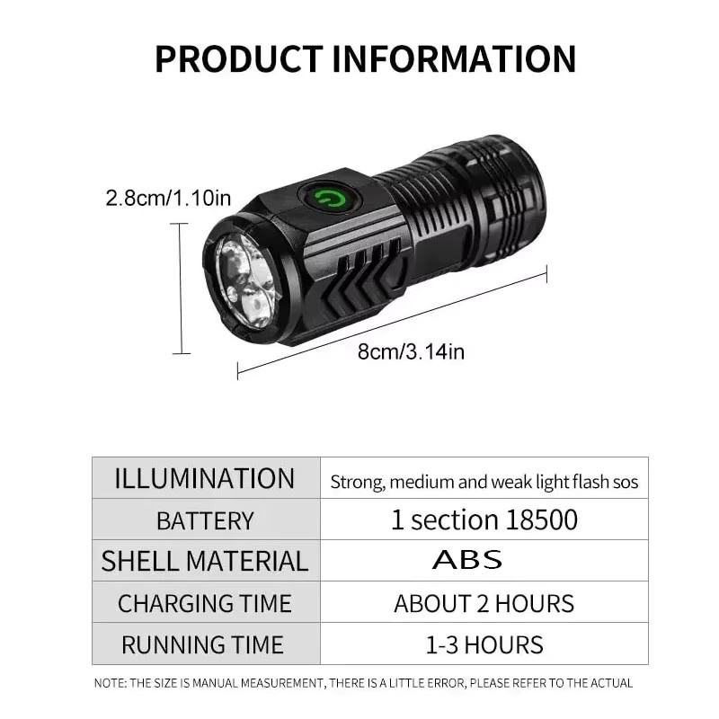 BALDR Mini LED Taschenlampe mit Stiftclip, wiederaufladbar und wasserdicht, Schwarz - Bild 3