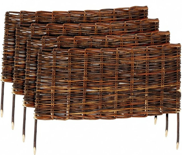Relaxdays Beeteinfassung aus Weide in Braun, 4er Set, Steckbar für Garten und Blumenbeete, Höhe: 30 cm, Breite: 60 cm - Bild 1