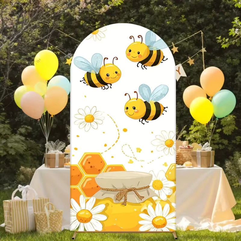 VIKAMA Bienen-Geburtstagsbogen mit Honigglas und Gänseblümchen als Party-Dekoration für Kinder, Mehrfarbig, B/H: 120 x 50 cm - Bild 2