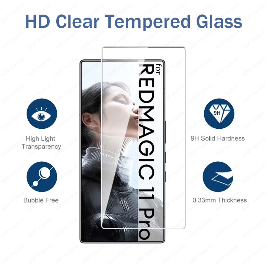 2er-Pack Gehärtetes Glas Displayschutzfolie für ZTE Nubia RedMagic 11 Pro Plus und Red Magic 11 Pro 5G, transparent - Bild 2