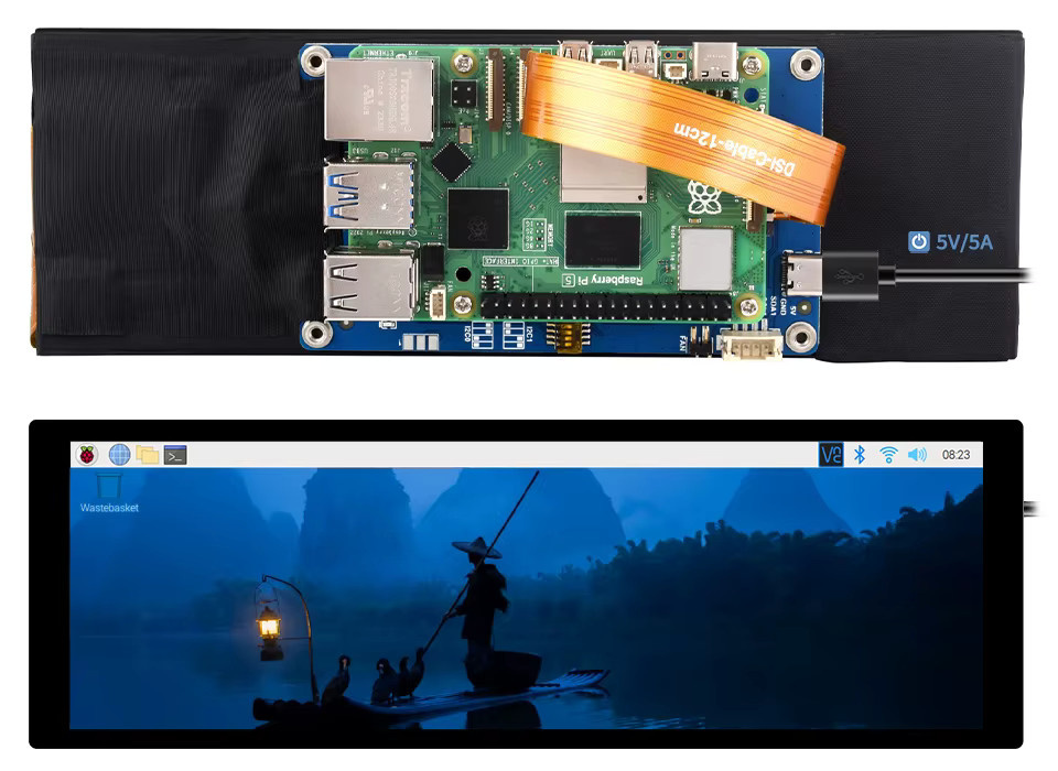 Waveshare 7,9 Zoll IPS kapazitives Touch-LCD-Display mit DSI-Schnittstelle und 400 x 1280 Pixeln für Raspberry Pi 5, CM4 und CM3+ - Bild 3