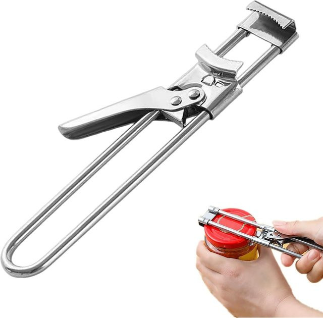 Multifunktionaler Dosen- und Gläseröffner aus Edelstahl in Silber, verstellbar und ideal für schwache Hände - Bild 1