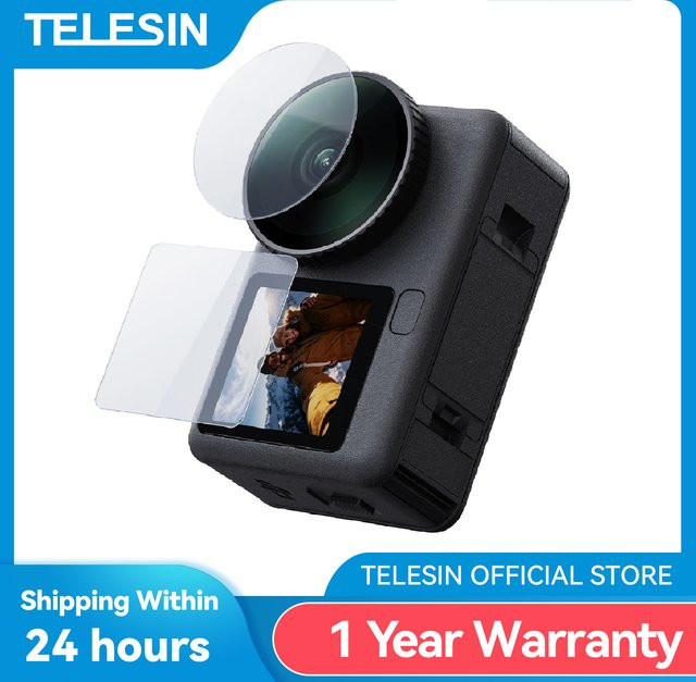 Telesin Displayschutzfolie aus gehärtetem Glas und Objektivschutzglas für DJI Osmo Action 6, transparent - Bild 1