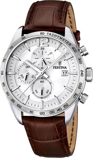 Festina Herrenuhr Chronograph, Quarz, Edelstahl, 44 mm, Leder - Bild 1