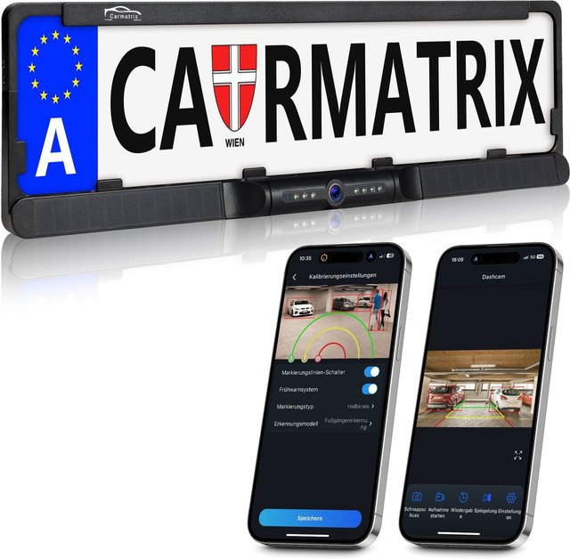 CARMATRIX Solar Auto WLAN Rückfahrkamera mit KI Personenerkennung in Schwarz - Bild 1
