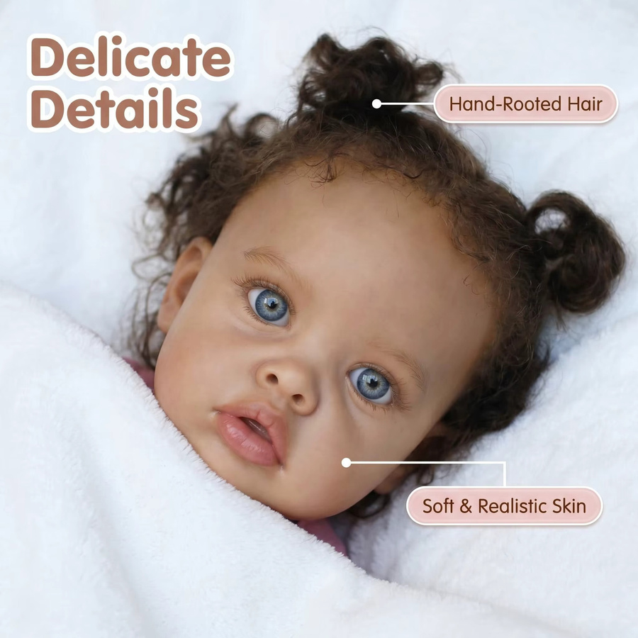 NPK Benjam Reborn Baby-Puppe, Dunkelhäutige Neugeborene Prinzessin, 20-Zoll - Bild 2
