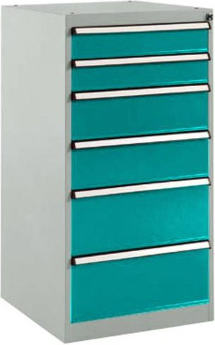 Manuflex BASETEC Schubfachschrank SP1142.5021 Stationär, 6 Schubfächer, wasserblau RAL 5021, Nutzhöhe: 900 mm - Bild 1