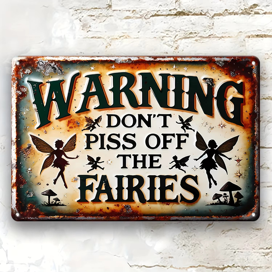 Vintage Country Fairy Warnschild von HELLOYOUNG mit Schmetterlingen, wetterbeständig, B/H: 30 x 20 cm, mehrfarbig - Bild 3